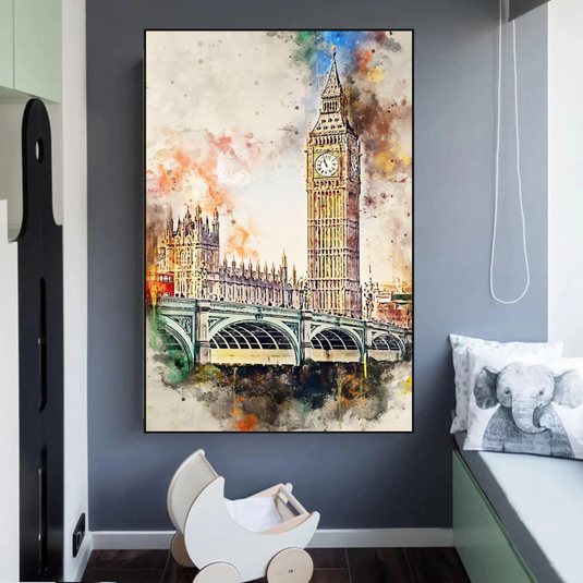 Scenery City London Big Ben Landscape Canvas Wall Art-GraffitiWallArt