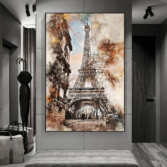 Scenery City Paris Eiffel Tower Landscape Canvas Wall Art-GraffitiWallArt