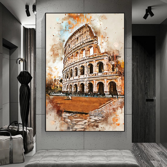 Scenery City Rome Landscape Canvas Wall Art-GraffitiWallArt