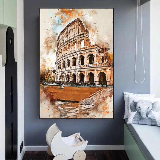 Scenery City Rome Landscape Canvas Wall Art-GraffitiWallArt