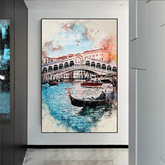 Scenery City Venice Landscape Canvas Wall Art-GraffitiWallArt