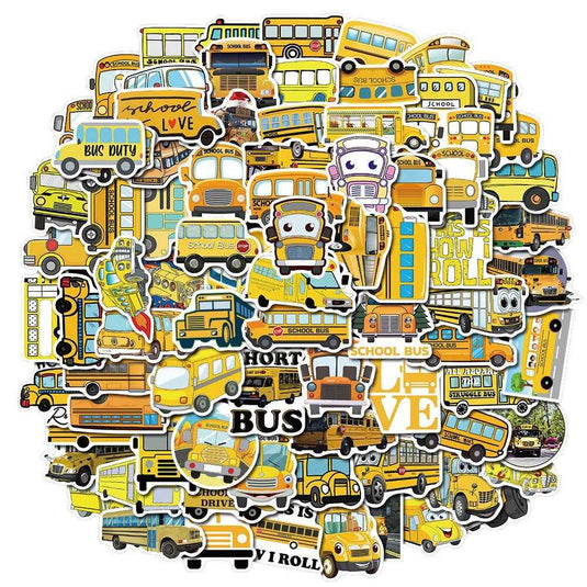 School Bus and Famous Sticker Bundle - Waterproof and Durable Pack-GraffitiWallArt