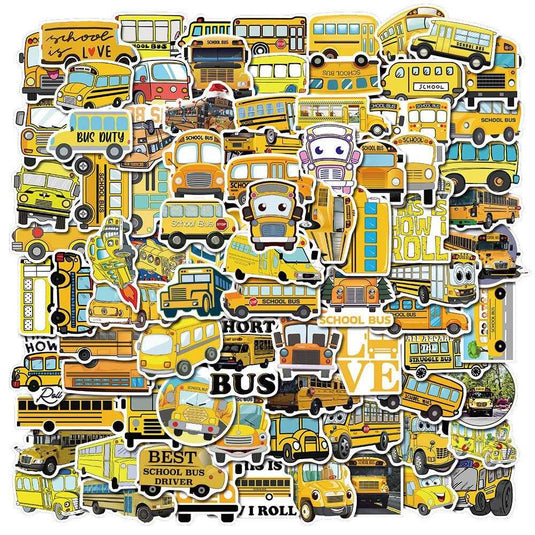 School Bus and Famous Sticker Bundle - Waterproof and Durable Pack-GraffitiWallArt