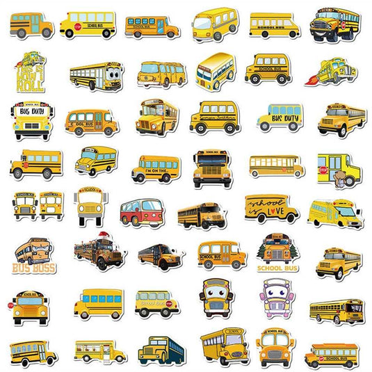 School Bus and Famous Sticker Bundle - Waterproof and Durable Pack-GraffitiWallArt