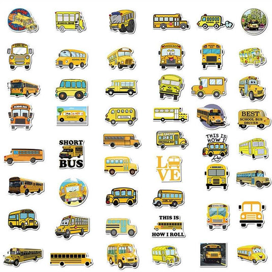 School Bus and Famous Sticker Bundle - Waterproof and Durable Pack-GraffitiWallArt