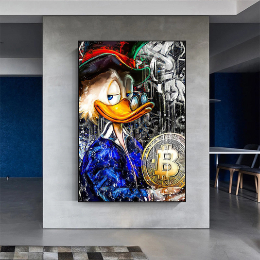 Scrooge McDuck Bitcoin Millionaire Canvas Wall Art Poster-GraffitiWallArt