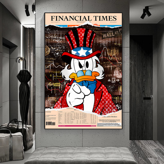 Scrooge McDuck Canvas Wall Art - Financial Times-GraffitiWallArt