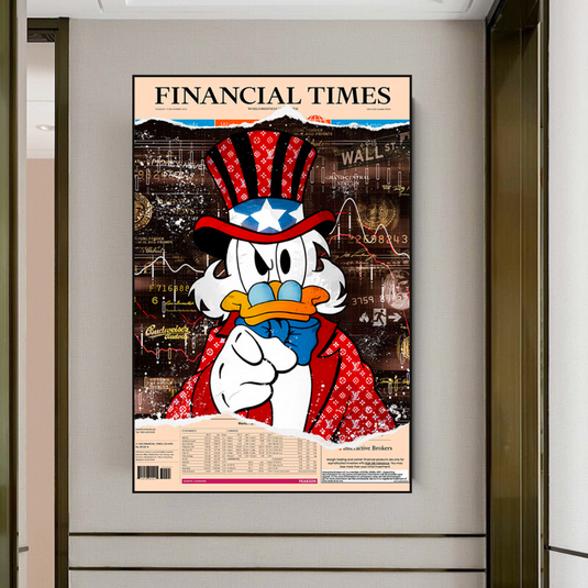 Scrooge McDuck Canvas Wall Art - Financial Times-GraffitiWallArt