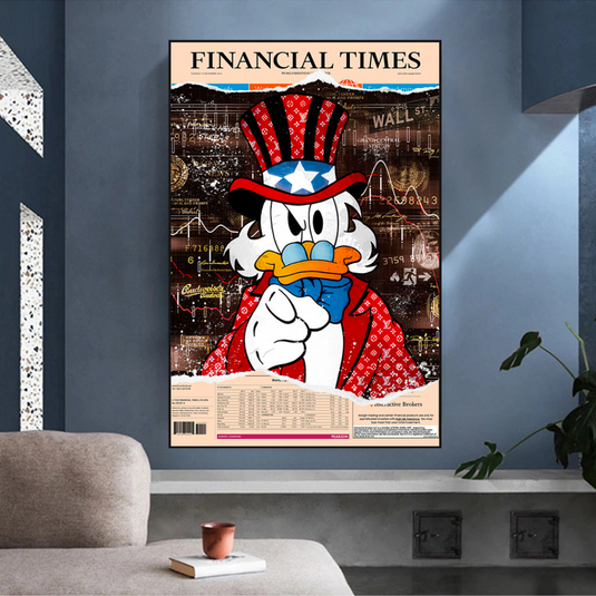 Scrooge McDuck Canvas Wall Art - Financial Times-GraffitiWallArt