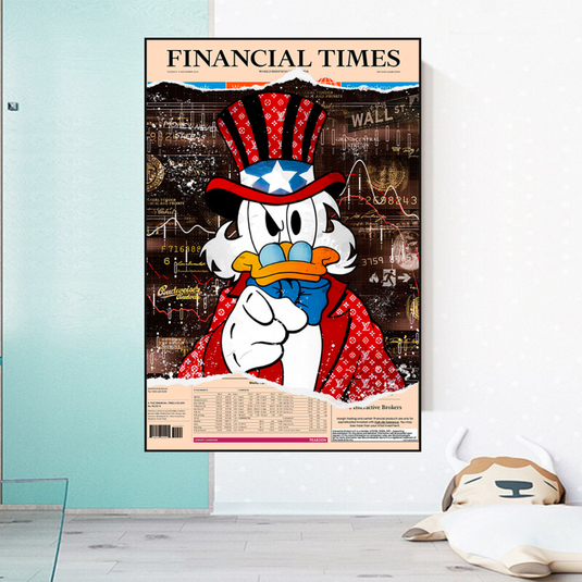 Scrooge McDuck Canvas Wall Art - Financial Times-GraffitiWallArt