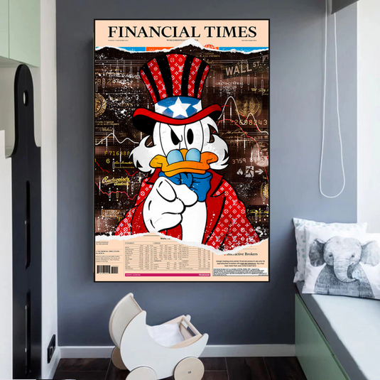 Scrooge McDuck Canvas Wall Art - Financial Times-GraffitiWallArt