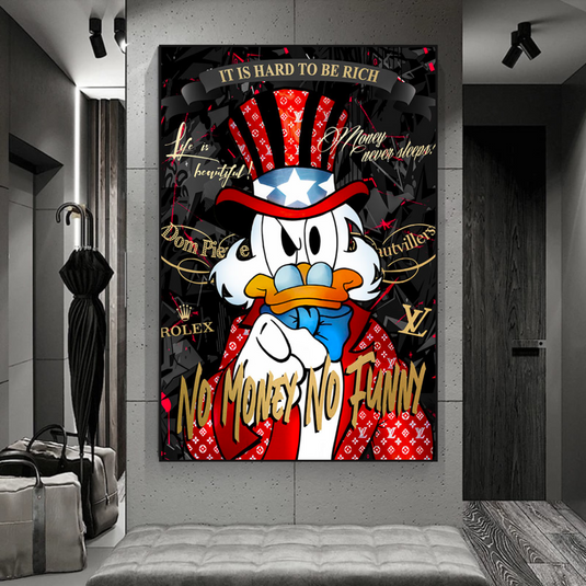 Scrooge McDuck Canvas Wall Art - No Money No Honey-GraffitiWallArt