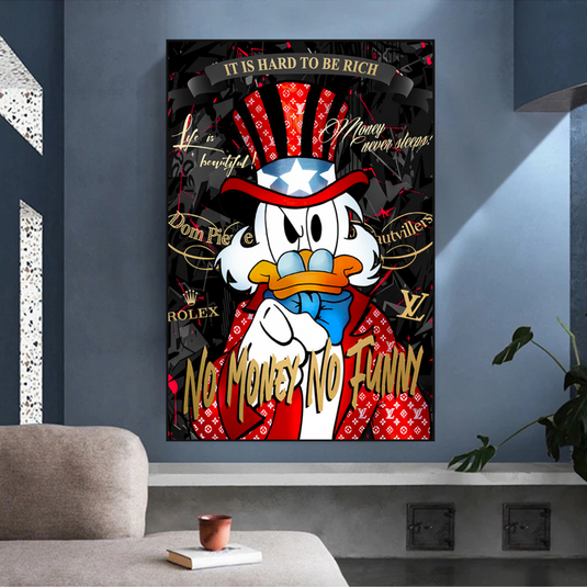 Scrooge McDuck Canvas Wall Art - No Money No Honey-GraffitiWallArt