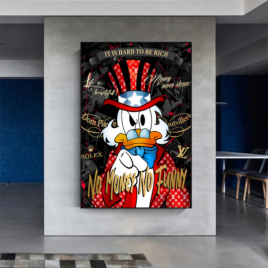 Scrooge McDuck Canvas Wall Art - No Money No Honey-GraffitiWallArt