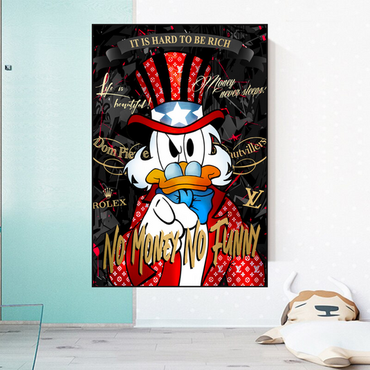 Scrooge McDuck Canvas Wall Art - No Money No Honey-GraffitiWallArt