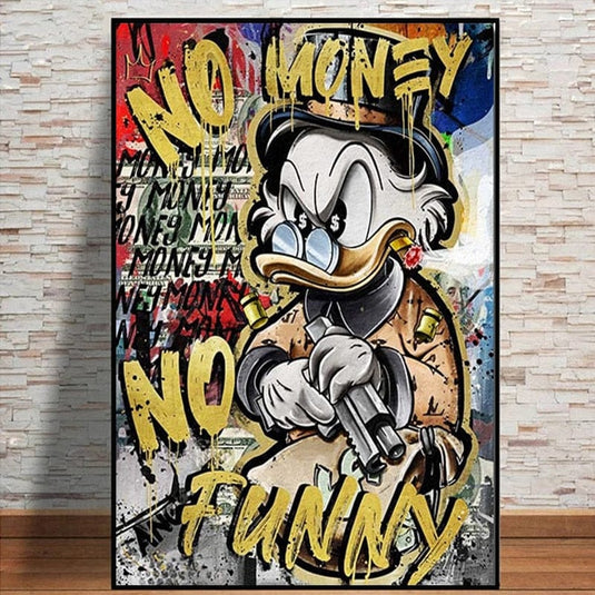 Scrooge McDuck Canvas Wall Art - No Money-GraffitiWallArt