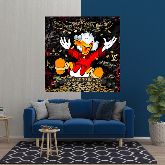 Scrooge McDuck its Hard to be Rich Canvas Wall Art-GraffitiWallArt