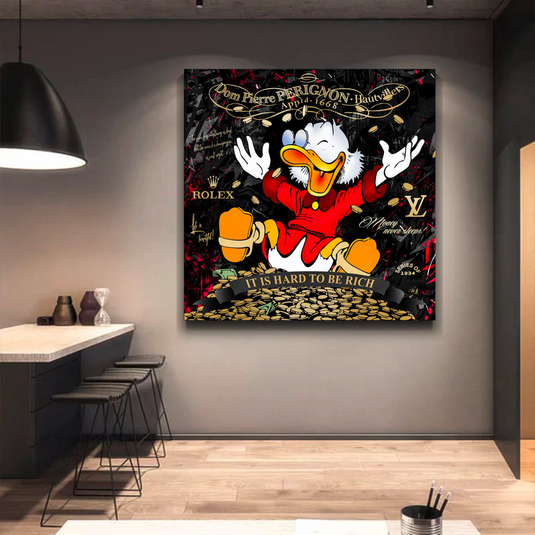 Scrooge McDuck its Hard to be Rich Canvas Wall Art-GraffitiWallArt