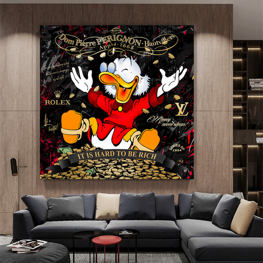 Scrooge McDuck its Hard to be Rich Canvas Wall Art-GraffitiWallArt