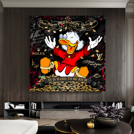 Scrooge McDuck its Hard to be Rich Canvas Wall Art-GraffitiWallArt