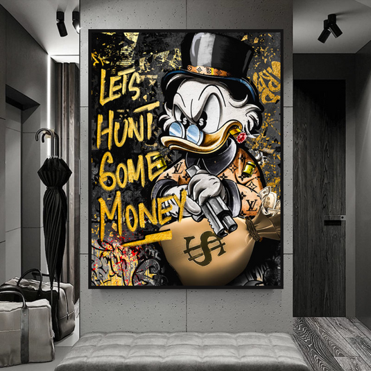 Scrooge McDuck Lets Hunt Some Money Canvas Wall Art-GraffitiWallArt