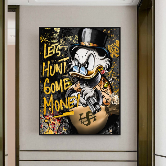 Scrooge McDuck Lets Hunt Some Money Canvas Wall Art-GraffitiWallArt