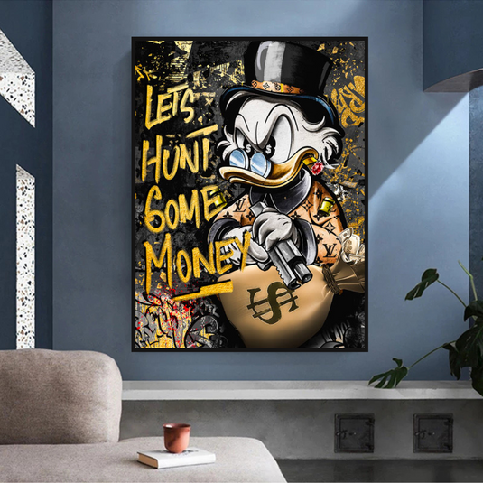 Scrooge McDuck Lets Hunt Some Money Canvas Wall Art-GraffitiWallArt