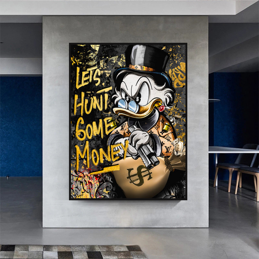 Scrooge McDuck Lets Hunt Some Money Canvas Wall Art-GraffitiWallArt