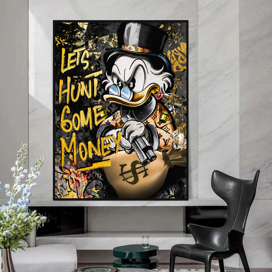 Scrooge McDuck Lets Hunt Some Money Canvas Wall Art-GraffitiWallArt