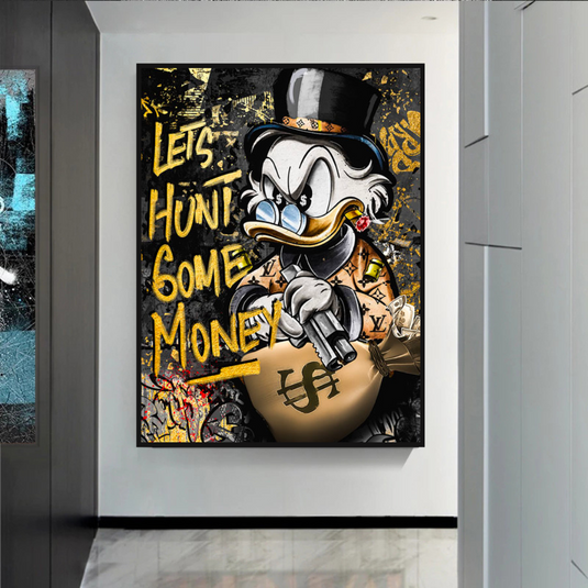 Scrooge McDuck Lets Hunt Some Money Canvas Wall Art-GraffitiWallArt