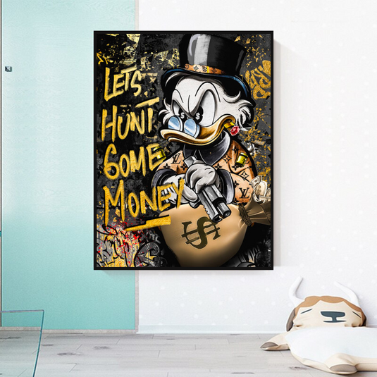 Scrooge McDuck Lets Hunt Some Money Canvas Wall Art-GraffitiWallArt