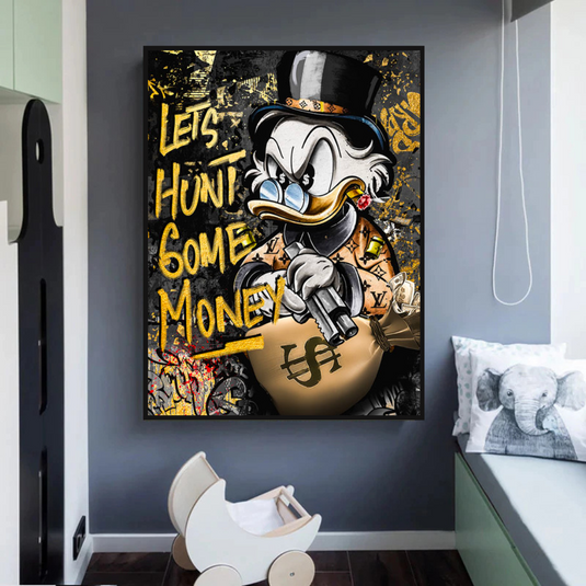 Scrooge McDuck Lets Hunt Some Money Canvas Wall Art-GraffitiWallArt