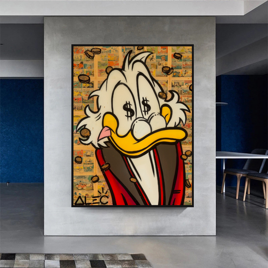 Scrooge McDuck Millionaire by Alec Canvas Wall Art-GraffitiWallArt