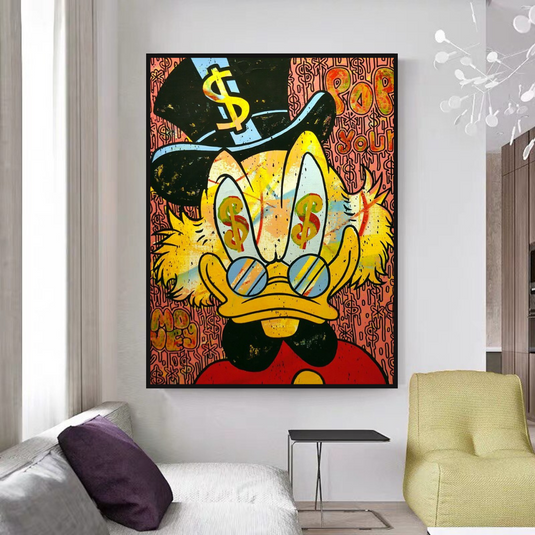 Scrooge McDuck Millionaire Canvas Wall Art-GraffitiWallArt