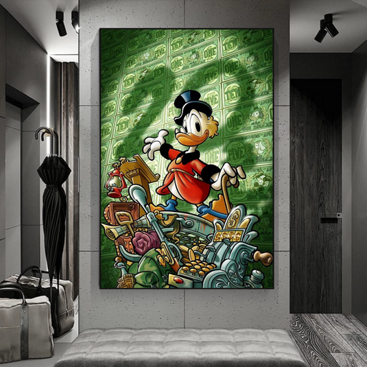 Scrooge McDuck Millionaire Canvas Wall Art-GraffitiWallArt