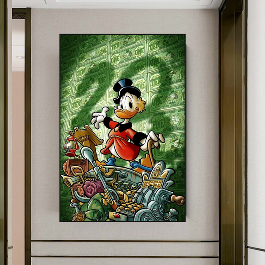 Scrooge McDuck Millionaire Canvas Wall Art-GraffitiWallArt