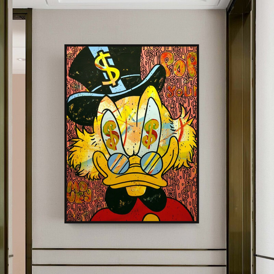 Scrooge McDuck Millionaire Canvas Wall Art-GraffitiWallArt