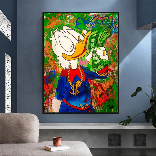 Scrooge McDuck Millionaire Canvas Wall Art-GraffitiWallArt