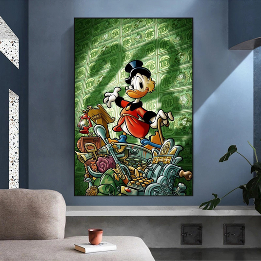 Scrooge McDuck Millionaire Canvas Wall Art-GraffitiWallArt