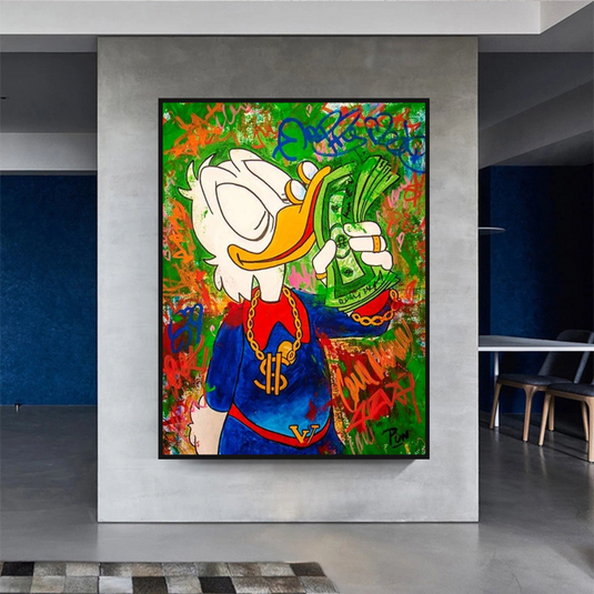 Scrooge McDuck Millionaire Canvas Wall Art-GraffitiWallArt