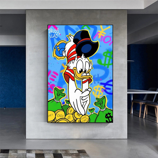 Scrooge McDuck Millionaire Canvas Wall Art-GraffitiWallArt