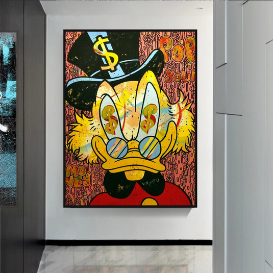 Scrooge McDuck Millionaire Canvas Wall Art-GraffitiWallArt