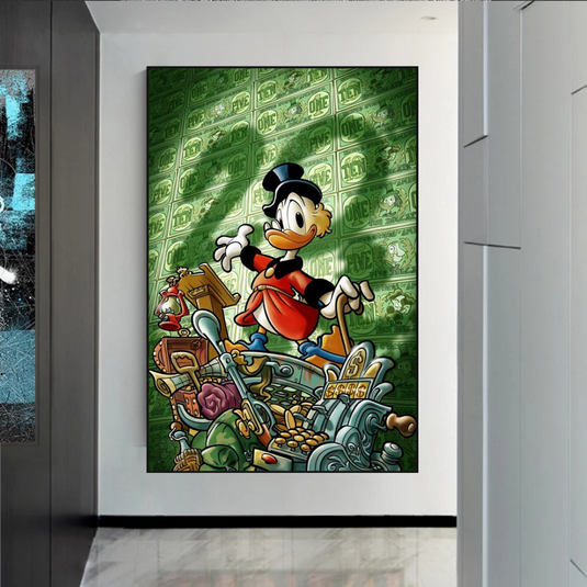 Scrooge McDuck Millionaire Canvas Wall Art-GraffitiWallArt