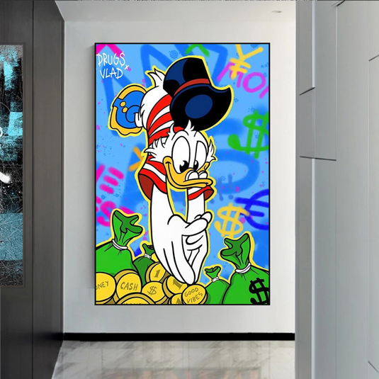 Scrooge McDuck Millionaire Canvas Wall Art-GraffitiWallArt