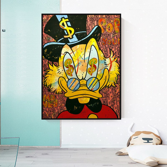 Scrooge McDuck Millionaire Canvas Wall Art-GraffitiWallArt