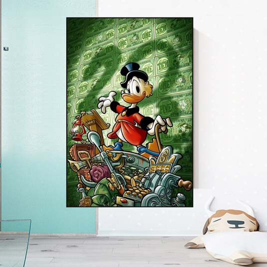 Scrooge McDuck Millionaire Canvas Wall Art-GraffitiWallArt