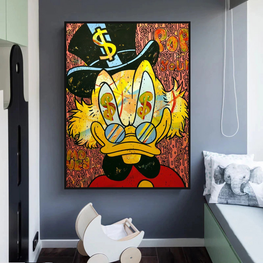 Scrooge McDuck Millionaire Canvas Wall Art-GraffitiWallArt