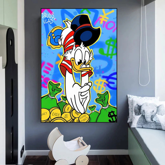 Scrooge McDuck Millionaire Canvas Wall Art-GraffitiWallArt