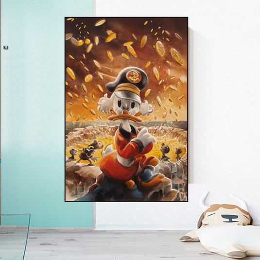 Scrooge McDuck Money Maker Millionaire Canvas Wall Art-GraffitiWallArt