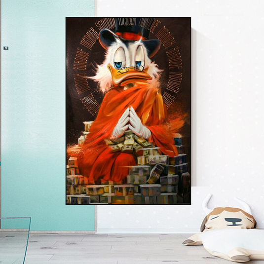 Scrooge McDuck Money Maker Millionaire Canvas Wall Art-GraffitiWallArt